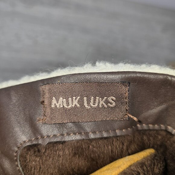 VTG MukLuks Snow Boots Womens Sz 8M Faux Suede Block Heel Lug Sole Winter Zip - Picture 6 of 9